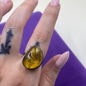 💛 Vintage Sterling Silver Baltic Amber Ring